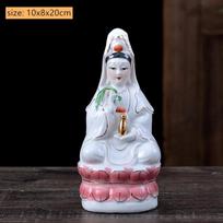 Keraminė sėdinti lotoso Nanhai Guanyin statulėlė Budos statula Adoravimo dekoracijos Tradicinė Feng Shui dekoracija Namų aksesuarai