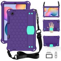 For Samsung Galaxy Tab S6 Lite P610 Honeycomb EVA + PC Shockproof Case with Strap(Black+Blue) For  Galaxy Tab S6 Lite P610 violetinė