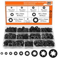 360 vnt. slyvos žiedo guolio fiksavimo tarpinių rinkinys M2M2.5M3M4M5M6M8-M12 slyvos žiedo tarpinė žvaigždutės tarpinė 360Pcs bearing clip set
