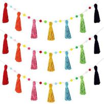 Spalvinga Boho kutų girlianda Vaivorykštės pomponai Kiekvienas 50'' Spalvinga klasės dekoracija Boho vėliava vaikams Darželio sienos dekoras Kūdikio krikštynoms Atgal į Bright Colors