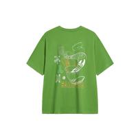Li Ning Bad Five Loose Short Sleeve T-Shirt With Back Chinese Character Letter Print Unisex Tops Pine-Green AHST879-2 L