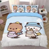 Kawaii Bubu and Dudu Bedding Set Cute Bubu Dudu Duvet Cover Pillowcases Single Double Queen King 70x133cm 3pcs