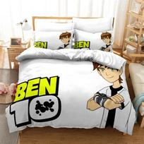 3D Animacinis Ben10 Antklodės Užvalkalas Su Pagalvės Užvalkalu Lovos Patalynės Komplektas Viengulis Dvigulis Twin Pilnas Karalienės Karaliaus Dydžio Lovos Komplektas Namų Tekstilei EU Single(135*200cm)3pcs