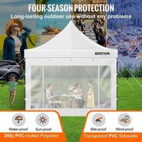 BAZARLAND30. Vandeniui atspari palapinė "Pop-up" sodui su šoninėmis sienelėmis 3x3 m balta