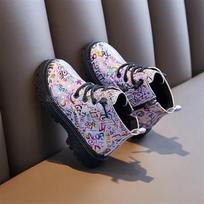 Kids  Word Prints Cool Tide Boots Boys Children Unisex  Pu Princess Ankle Shoes 27 rožinė