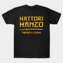 Vyriški juodi marškinėliai su spaudiniu Hattori Hanzo Kill Bill No-Cut Transfer Paper Print Medvilniniai marškinėliai 4XL juoda