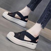 Moteriškos retro stiliaus siuvimo tinklelio plokščiapadžiai vasariniai batai madingi sandalai, moteriški elastiniai tvarsčiai, laisvalaikio platformos basutės, batai 39 juoda
