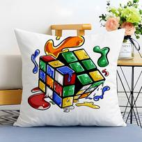 Home Personality Display Rubiks Cube Pillow Case Printed Brushed Fleece Pillow Baby Skin-Touch Eco-Friendly Dye-Sublimat 12x12Inch
