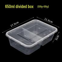 Zebian 650ml Skaidrus 2 skyrių Vienkartinis maisto indelis