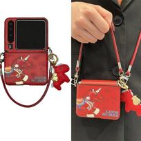 zflip7 dėklas Žirgo Metų Telefonų Dėklai Skirti Samsung Galaxy z flip7 zflip 6 z flip5 Xiaomi Mix Flip / Flip 2 Korpusas Raudonas Ponis Atsparus Smūgiams Odinis Dangtelis For Samsung z flip7