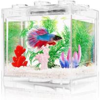 Mini žuvų akvariumai Tailando Betta bakas Mažas dekoratyvinis žuvis Gyvas augintinis Krovimo akvariumai Cilindras 6 skylės Didelio skaidrumo žuvų bakas skaidri