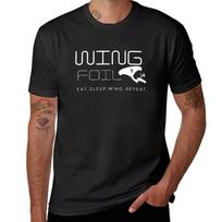 Sparnuotasis Foilingas Wingfoil Wing Foil Banglenčių Sportas Valgyk Miegok Kartok Šiokiadieniais Šauni Dovana | Marškinėliai Paprasti Vyriški Marškinėliai - Vyriški Vasariniai Medviln... S įvairiaspalvis