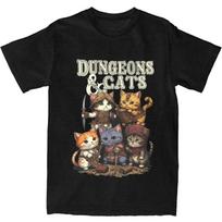 Vyriški Moteriški Dungeon Dragon Katės Marškinėliai Apranga Kawaii Katė Grynos Medvilnės Marškinėliai Drabužiai Juokingi Marškinėliai Visais Sezonais S juoda