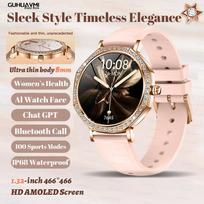 Luxury Ladies' Smart Watch with Diamond Border 1.32-inch AMOLED Screen Bluetooth Call Women's Period Fitness Tracking Smartwatch Diamond border