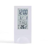 Paprastas LED elektroninis laikrodis prie lovos, snaudimo žadintuvas su temperatūros kalendoriaus ekranu balta