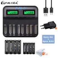 PALO LCD Smart charger for 1.2v nimh aa aaa rechargeable battery batteries 2a aaa Flashlight Headlight
