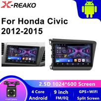 Car GPS Radio, Multimedia Player with Android 13, Carplay, Stereo WIFI, without DVD, 2Din, for Honda Civic 2012, 2013, 2014, 2015 4 core 1GB+32GB carplay