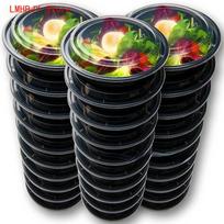 Maisto ruošimo indai Plastikiniai maisto indai su dangteliais Lauko nešiojama bento pietų dėžutė, 1 skyriaus apvali pietų dėžutė 700 ml&1