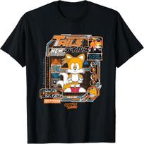 Sonicas Ežys Tails Vintage Kanji Plakatas T-shirt S juoda