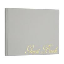 Elegantiška svečių knyga 9x7  PU odos Vestuvių svečių knyga Stilinga pasirašymo knyga su 50 tuščių 120GSM lapų Priėmimams Gimtadieniams 9 x7 Inch šviesiai pilka spalva