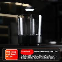 All-in-One Desktop Aquarium with Filter & Oxygen Pump Mini Ecosystem Fish Tank for Betta Home Decor black
