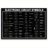 Elektroninės schemos simbolių referencinė lentelė Vintažinis metalinis skardinis ženklas 20x30cm（7.8x11.8inch）