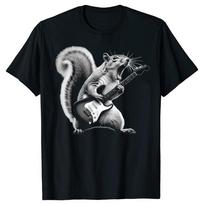 Funny Squirrel Playing Guitar Rock and Roll T-shirt Men Women's Fashion Casual Tshirt 100% Cotton Loose Oversized T Shirt Sum... S įvairiaspalvis