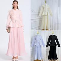 Handmade Bead-Embellished Waist-Tie Fashion Suit L abrikosas