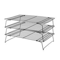 Nerūdijančio plieno kepimo ir aušinimo skarda Vielinė grotelė Grilio lentyna Aukštos kokybės grotelių laikiklis Naudojimui orkaitėje Grey-3 Layers gray