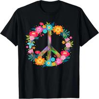 Peace Love Hippie Design - 60s 70s Retro T-Shirt S juoda