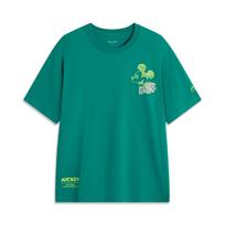 Li Ning Disney Mickey Collaboration Soft Comfortable Breathable Logo Embroidered Round Neck Loose Short Sleeve T-Shirt Men T-Shirt Deep-Teal AHSUA75-3 S