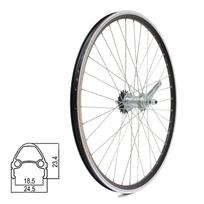 Galinis ratas Dynamic 26" // V-Brake + kojinis stabdis, 36H, 1 pav. 19T, dvigubas ratlankis, kniedytas, veržlė, aliuminis