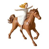 Girl Riding Horse Figurine Hand-Painted Women on Horse Resin Statue Sculpture Home Office Decoration A
