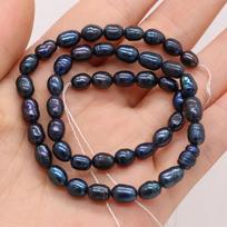 1String, AA Natural Freshwater Pearls, Rice-shaped Black Pearl Beads, for DIY Necklace Bracelet, Jewelry Making, Birthday Party Crafts, 36cm 1String/5-6mm-36cm juoda