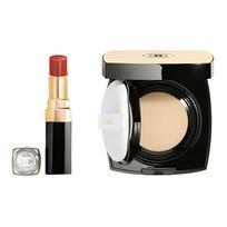 Chanel Rouge Coco Flash ir Les Beiges Healthy Glow Gel Touch pagrindo rinkinys Lipstick #70+Cushion Foundation B10