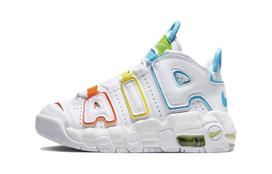 Nike Air More Uptempo PS Neslystanti amortizacija Neslystanti amortizacija Vidutinio aukščio vaikiški krepšinio bateliai Balti FJ4625-100 28