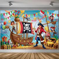 2D Spalvingas Piratų Nuotykių Gimtadienio Šventės Vėliavų Girlianda 47.2x31.5inch/120*80cm