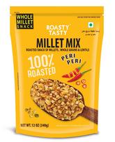 Roasty Tasty Millet Mix Peri Peri 340g | Healthy Snack of Roasted Bajra, Wheat Flakes, Moong, Masoor, Peanuts Ideal Millet Namkeen for Kids & Adu