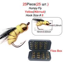 25 vnt./dėžutė Musele žvejybos masalas Upėtakis Nymph Sausas/šlapias muses Nimphs Dirbtinis masalas 25Pcs(With Flies Box)