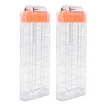 2pcs Plastic Magazine Clip 12 Dart Quick Reload Clip for Soft Shot Shooting Toys Shock Proof Soft Sh Transparent Green
