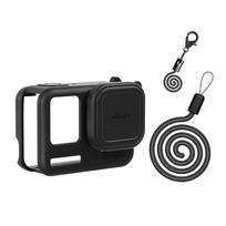 aMagisn AC08 silikoninis fotoaparato apsaugos rinkinys, fotoaparato apsauginis dėklas + objektyvo dangtelis + 2 dirželiai Compatible with Insta 360 Ace Pro Camera juoda