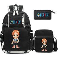 3 vnt./kompl. Anime One Piece Didelės talpos kuprinė Monkey D. Luffy Paaugliai Mokinys Mokyklinis krepšys Berniukas Mergaitė Kuprinės Atgal į mokyklą