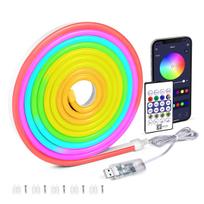 Automobilio dekoras RGBIC WS2812 Neoninė LED juosta IP67 Vandeniui atspari Svajonių spalva USB 5V Su Bluetooth programėlės valdymu Muzikos sinchronizacija Daug režimų 1M Set