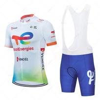 2026 Total Energies komandos dviratininko aprangos komplektas Kvėpuojantis Mtb Maillot Ciclismo Hombre Lauko sporto šortai su petnešėlėmis Vasariniai dviračių drabužiai S