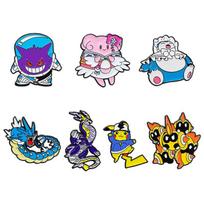 7 vnt. Pokemono atvarto sagės rinkinys Pikachu Snorlax Gyarados Gengar Metalo lydinio Kuprinės ženkleliai Madingi papuošalai Dovana Helovinui