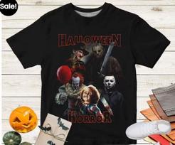 Halloween Squad Michael Myers Chucky Freddy Krueger Jason Voorhees Short-Sleeve 4XL