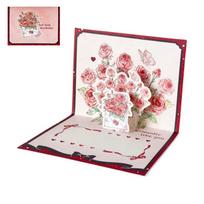 Creative 3D Greeting Card Pop Up Love Rose Thank You Cards with Envelope Blessing Card Wife Girlfriend Gift raudona