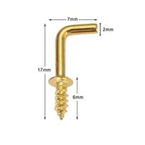 20 Pcs L Shaped Screw Dresser Cup Hooks Hanging Hangers Hooks Brass Plated DIY Home Furniture Fixing Fastener Tool 1/2 5/8 inch