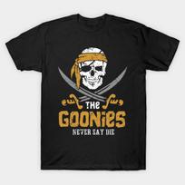 Men Black Print T-shirt The Goonies No-Cut Transfer Paper Print Cotton Tshirt 4XL