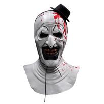 Horror Terrifier Art The Clown Mask Cosplay Creepy Bloody Demon Evil Joker Hat Latex Helmet Halloween Party Costume Props